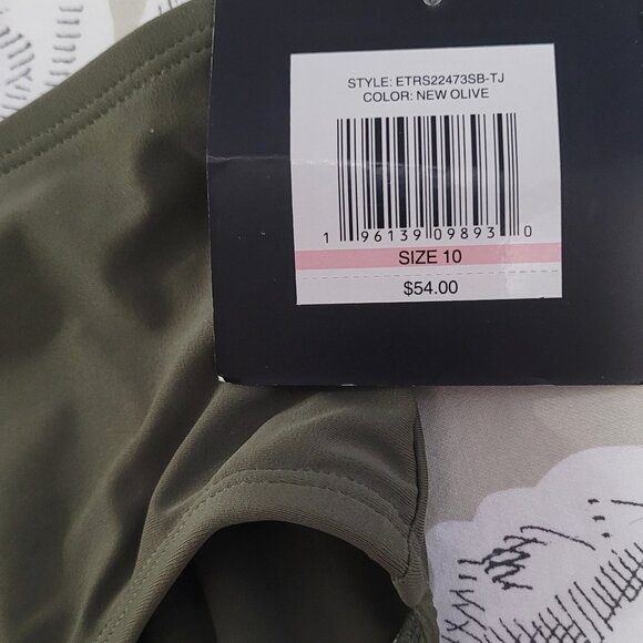 Ellen Tracy Hi Cut Full Coverage Olive Green Bikini Bottoms Size 10 NWT - Picture 4 of 8